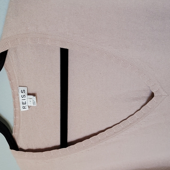 Reiss Preppy Neutral Scallop Trim Cotton Wool Cashmere Blend Sweater Top Small - Picture 2 of 6